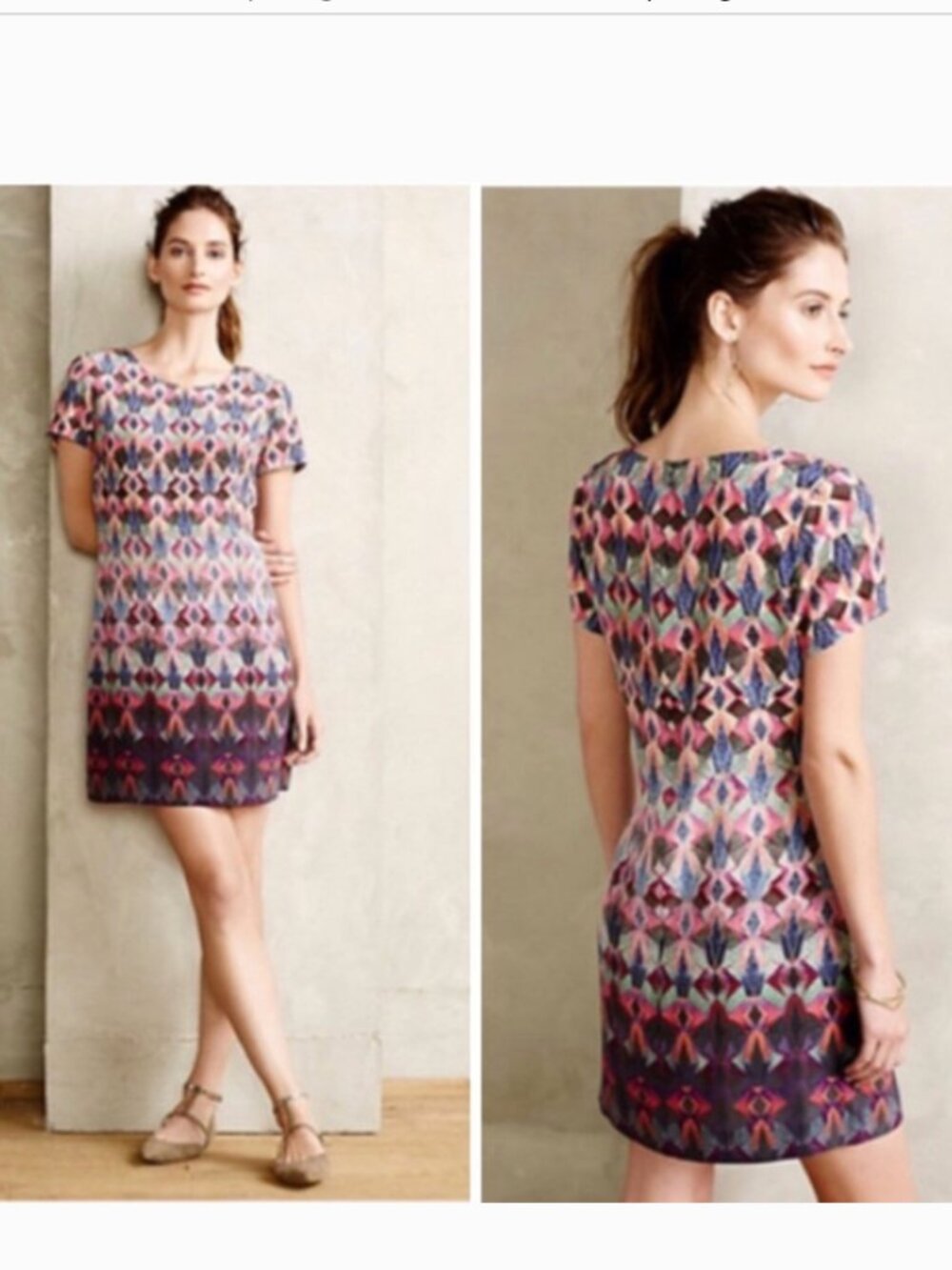 Kachel Geometric Diamond Scope Silk Shift Dress